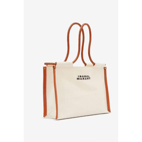 NEW ISABEL MARANT toledo cotton tote bag in ecru/cognac - Picture 3 of 3
